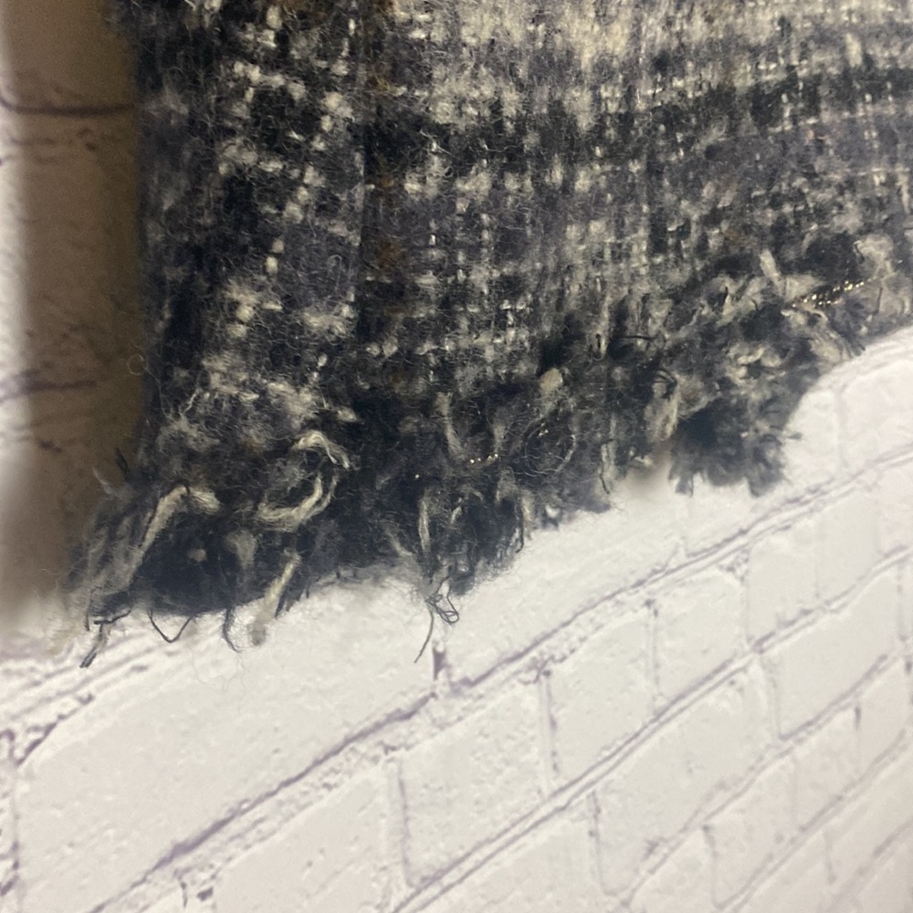 Joe Fresh wool & tweed silver detail accent with fringe trim on collar & wrist - Picture 5 of 10